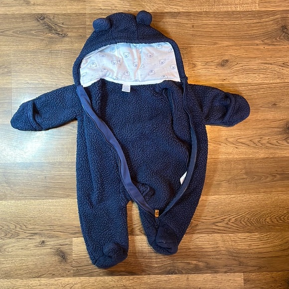 Carter's Navy Blue Fleece Snowsuit Size 3 Month - Picture 2 of 6